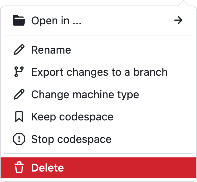 Delete your GitHub codespace