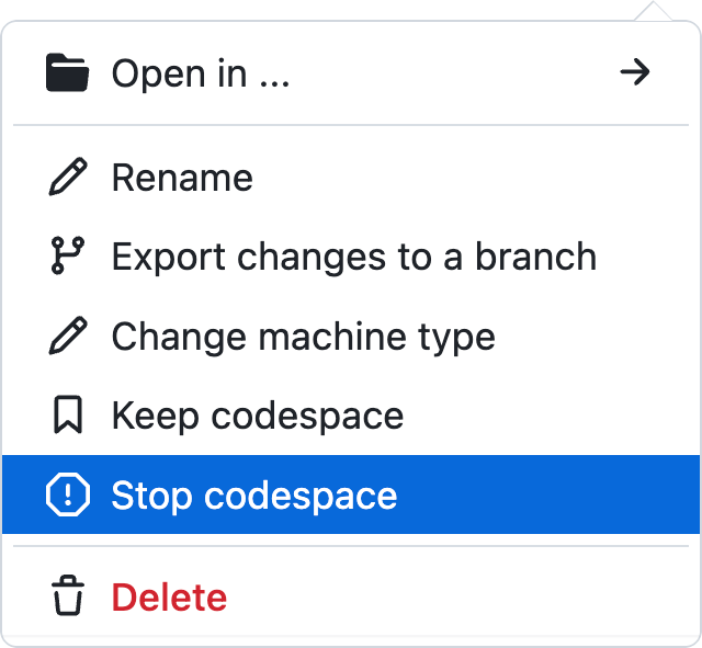 Stop your GitHub codespace